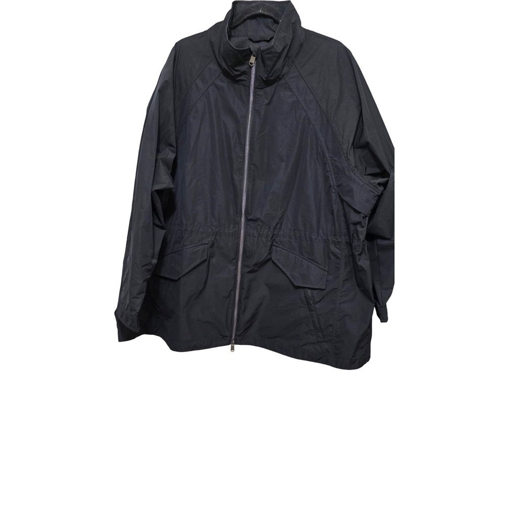 Athleta Westerly Women's 2XL Black Full-Zip Hooded Lightweight Windbreaks Jacket